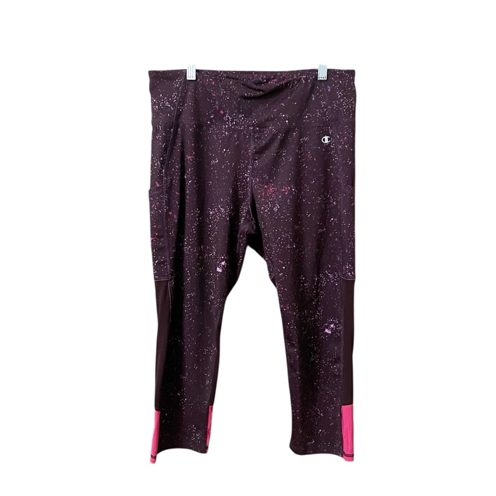 Champion Women’s Pink Speckled Leggings Constellation Purple XL Capris Gym
